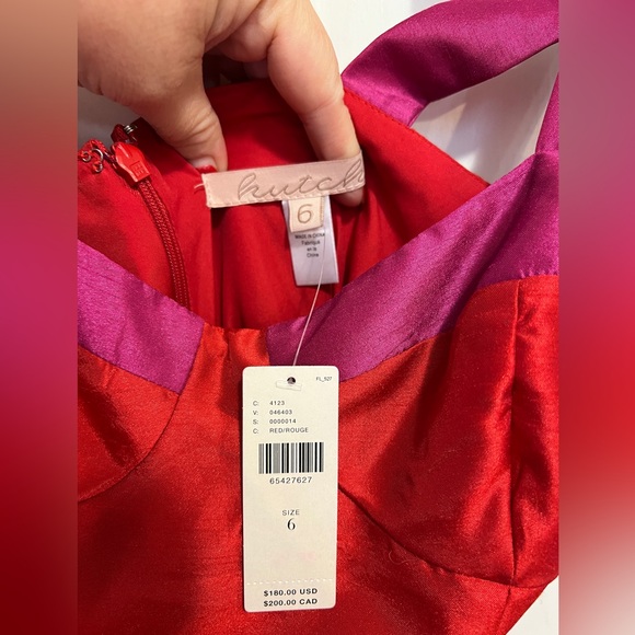 HUTCH Wide-Leg Jumpsuit Bow Straps Red & Fuchsia Bustier Top Anthropologie - Picture 6 of 13